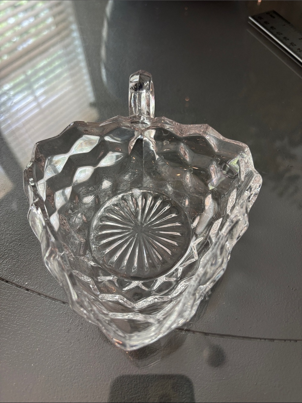 Fostoria Clear Pressed Glass Heart Dish with Handle